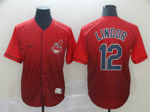 Nike Cleveland indians 12 Francisco Lindor Baseball Jersey Red Drift