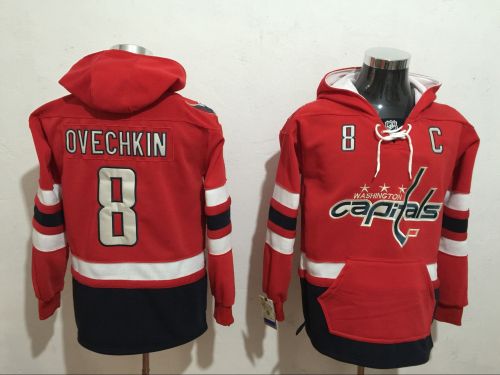 Classic Washington Capitals 8 Alex Ovechkin Ice Hoodies Hockey Jersey Red