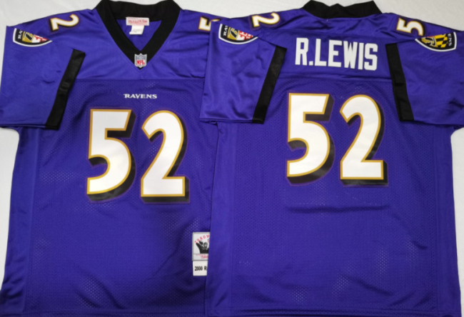 Baltimore Ravens 52 Ray Lewis Football Jersey Purple Retro
