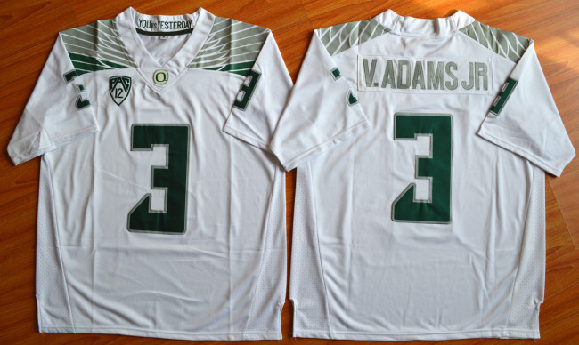 Oregon Duck 3 Vernon Adams Jr College Football Jersey White