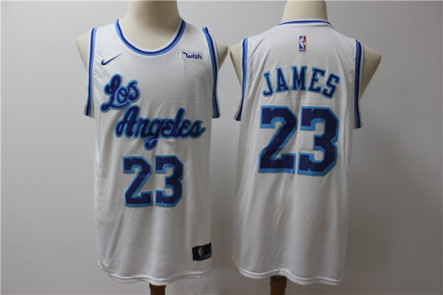 Nike Los Angeles Lakers 23 LeBron James Basketball Jersey White Retro