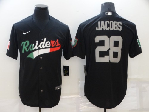 Oakland Raiders 28 Josh Jacobs Baseball Jersey Black Mexico