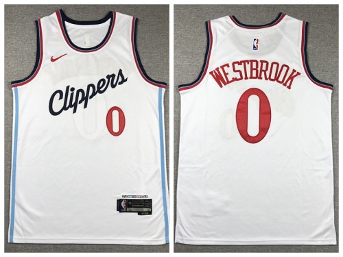 Nike L.A. Clippers 0 Russell Westbrook Basketball Jersey White