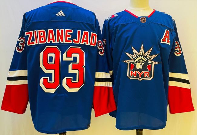 Adidas New York Rangers 93 Mika Zibanejad Ice Hockey Jersey Blue