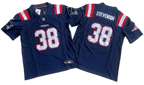 New England Patriots 38 Rhamondre Stevenson Football Jersey Navy Blue Three Dynasties