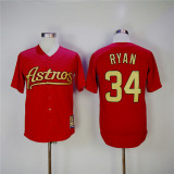 Houston Astros 34 Nolan Ryan Baseball Jersey Red Retro