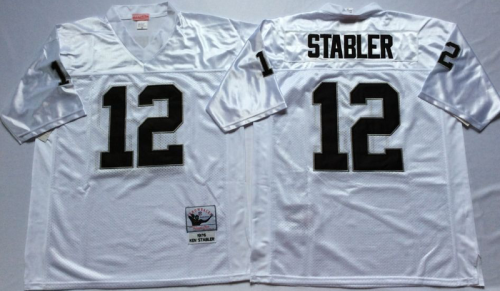 Oakland Raiders 12 Kenny Stabler Football Jersey White Retro