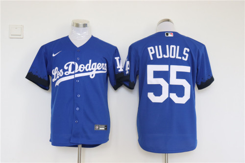 Nike Los Angeles Dodgers 55 Albert Pujols Baseball Jersey Blue City Edition