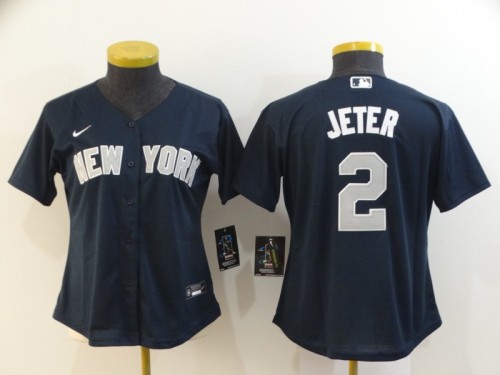 Women Nike New York Yankee 2 Derek Jeter Baseball Jersey Navy Blue