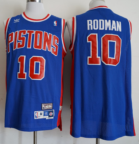 Detroit Pistons 10 Dennis Rodman Basketball Jersey Blue