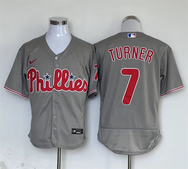 Nike Philadelphia Phillie 7 Trea Turner Flexbase Baseball Jersey Gray