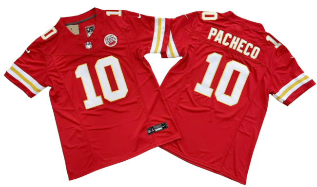 Kansas City Chiefs 10 Isiah Pacheco Football Jersey Red Three Dynasties