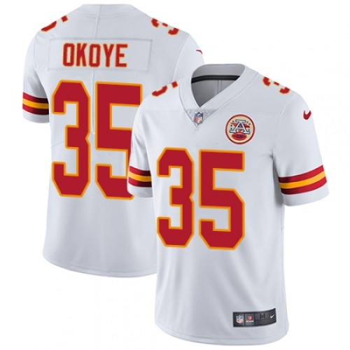 Kansas City Chiefs 35 Christian Okoye Football Jersey Legend White