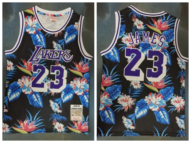 Los Angeles Lakers 23 LeBron James Basketball Jersey Flower Fashion Retro Fan Edition