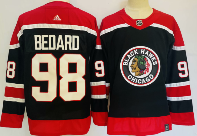 Adidas Chicago Blackhawks 98 Connor Bedard Ice Hockey Jersey Black