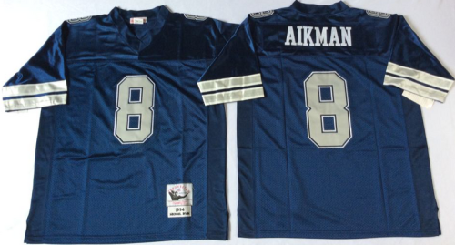 Dallas Cowboys 8 Troy AIikman Football Jersey Blue Retro