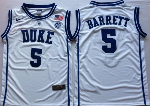 Duke Blue Devils 5 R.J. Barrett College Basketball Jersey White