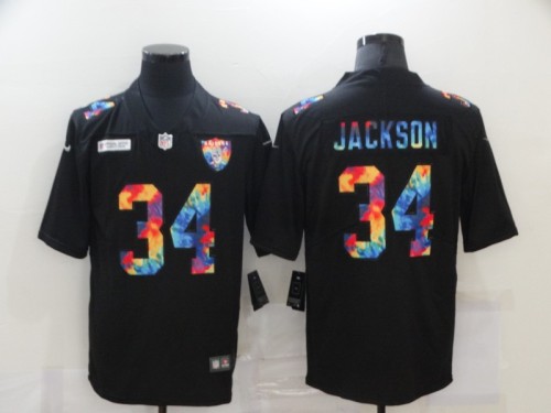 Oakland Raiders 34 Bo Jackson Football Jersey Legend Rainbow Edition
