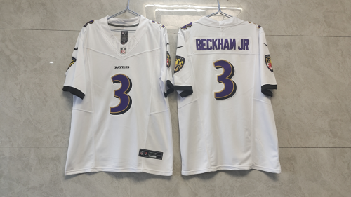 Baltimore Ravens 3 Odell Beckham Jr Football Jersey White Three Dynasties