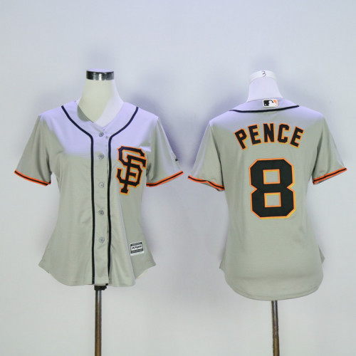 Women San Francisco Giants 8 Hunter Pence Baseball Jersey Gray
