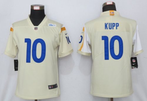 Women St. Louis Rams 10 Cooper Kupp Football Jersey Legendary Beige White