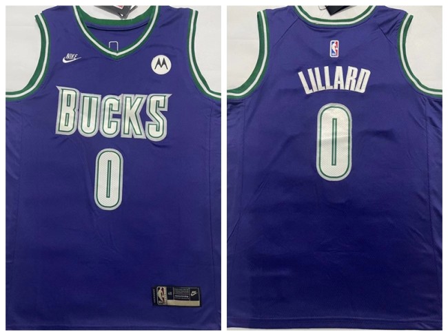 Nike Milwaukee Bucks 0 Damian Lillard Basketball Jersey Purple