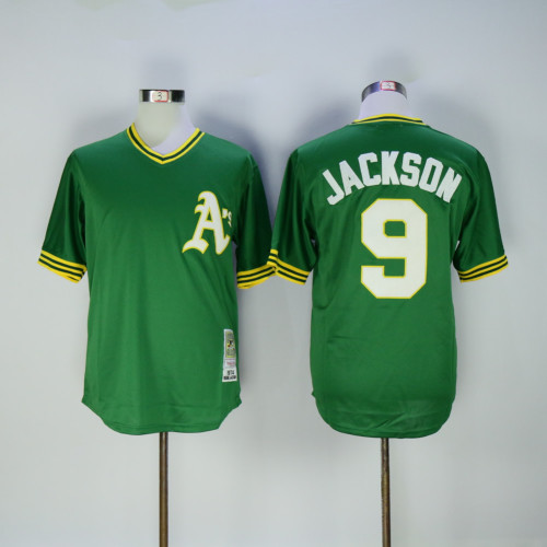 Oakland Athletics 9 Reggie Jackson Baseball Jersey Green Retro