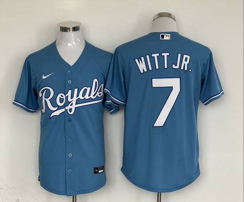 Nike Kansas City Royals 7 Bobby Witt Jr. Baseball Jersey blue