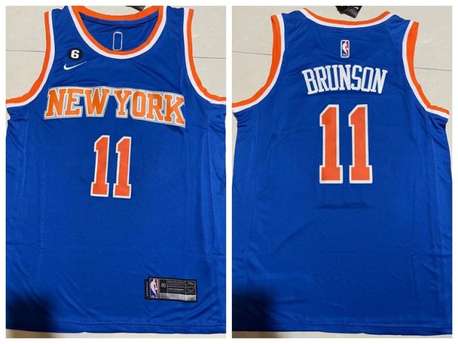 New York Knicks 11 Jalen Brunson Basketball Jersey Blue