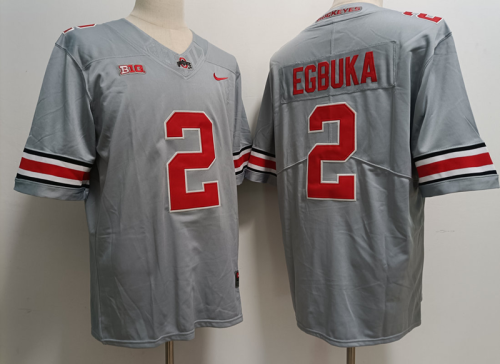 Ohio State 2 Emeka Egbuka College Football Jersey Limited Gray