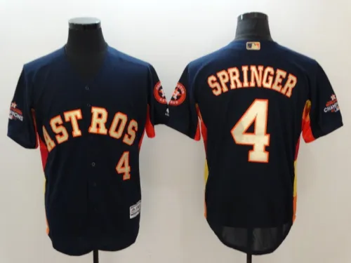 Houston Astros 4 George Springer  FlexBase Baseball Jersey Navy Blue