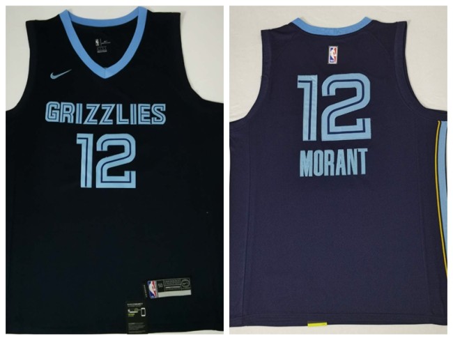 Nike Memphis Grizzlies 12 Ja Morant Basketball Jersey Navy Blue Fans