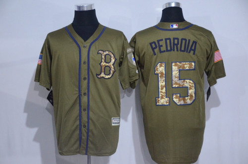 Boston Red Sox 15 Dustin Pedroia Baseball Jersey Green