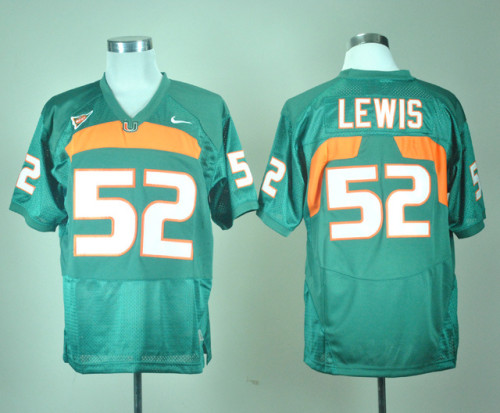 Miami Hurricanes 52 Ray Lewis College Football Jersey Green