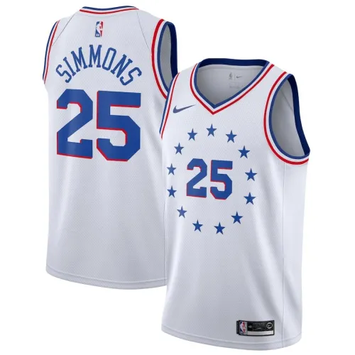 Nike Philadelphia 76ers 25 Ben simmons Basketball Jersey White Playoff Award Edition
