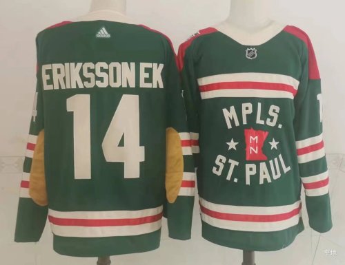 Adidas Minnesota Wild 14 Joel Eriksson Ek Ice Hockey Jersey Green
