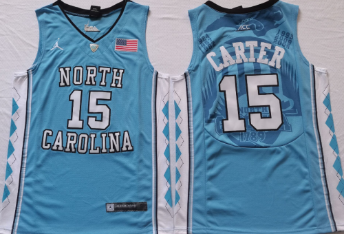 North Carolina 15 Vince Carter College Basketball Jersey Blue