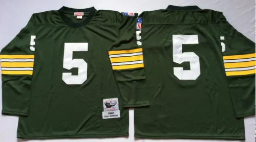 Green Bay Packers 5 Paul Hornung Football Jersey Green Retro Long sleeve