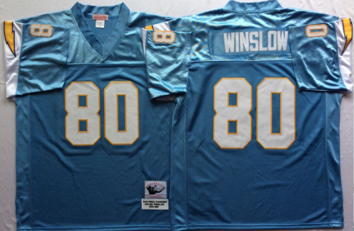 San Diego Chargers 80 Kellen Winslow Football Jersey Blue Retro