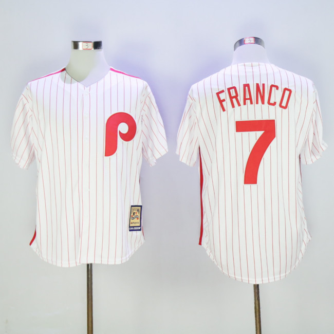 Philadelphia Phillie 7 Maikel Franco Baseball Jersey White red retro fans version