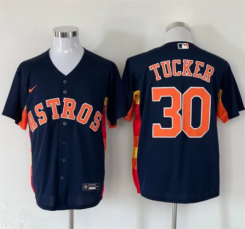 Nike Houston Astros 30 Kyle Tucker Baseball Jersey Navy BLue