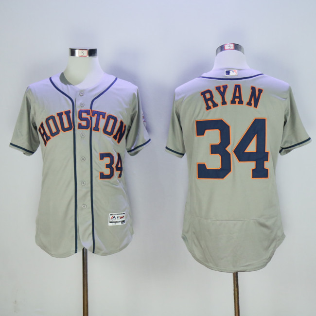 Houston Astros 34 Nolan Ryan FlexBase Baseball Jersey Gray