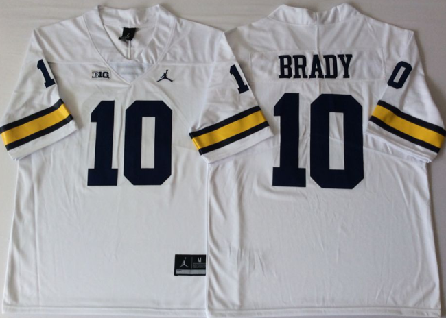 New Jordan Brand Michigan Wolverines 10 Tom Brady College Football Jersey White