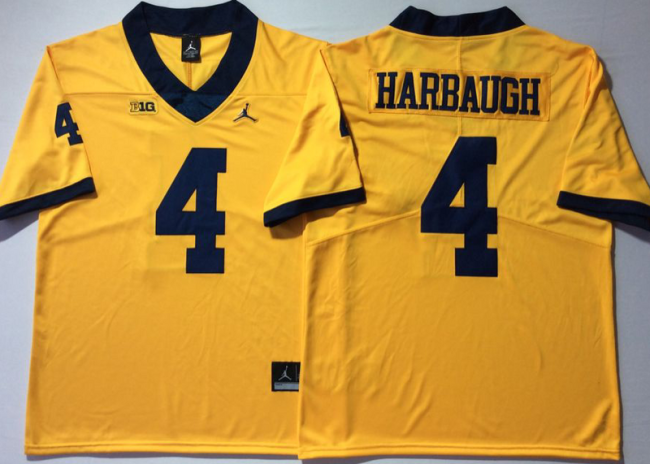 Jordan Brand Michigan Wolverines 4 Jim Harbaugh Limited College Football Jersey Yellow