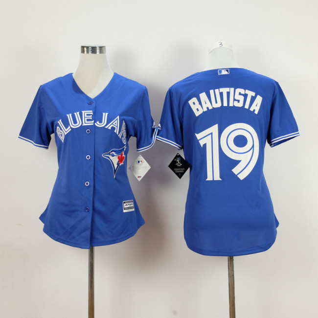 Women Toronto Blue Jays 19 Jose Bautista Baseball Jersey Blue