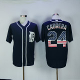 Detroit Tigers 24 Miguel Cabrera Baseball Jersey Navy Blue National flag