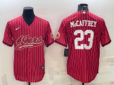 San Francisco 49ers 23 Christian McCaffrey Baseball Jersey Red