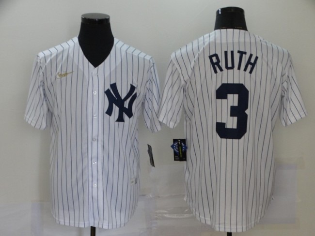 Nike New York Yankees 3 Babe Ruth Baseball Jersey White Retro