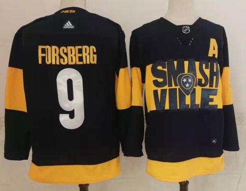 Adidas Classic Nashville Predators 9 Filip Forsberg Ice Hockey Jersey Black