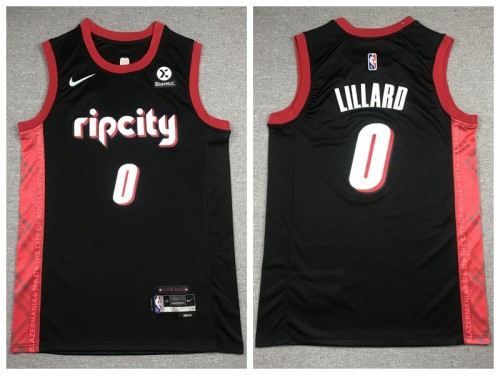 Nike Portland Trail Blaze 0 Damian Lillard Basketball Jersey Black 75th Anniversary Edition